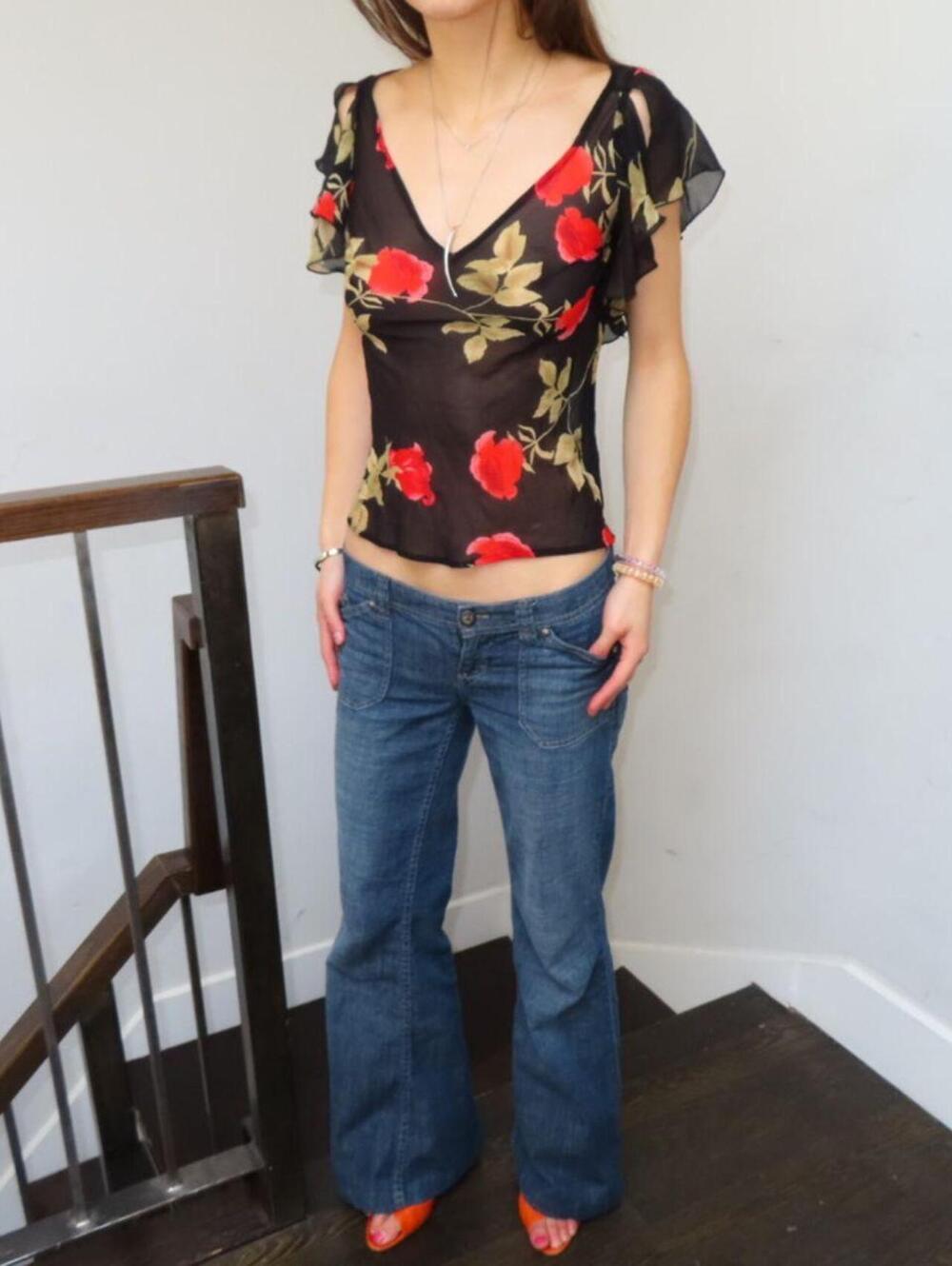 THE LIMITED Women's Black and Multi Shirt - Picture 2 of 5